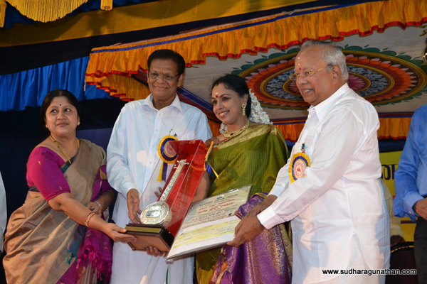 The title of Tamizh Isai Vendhar was conferred upon Sudha on 25 December, 2011 by Shri L Sabaretnam for Kartik Fine Arts at their Tamizh Isai Festival conducted at Valliammal College, Anna Nagar, Chennai